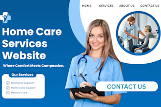 design home care website, assisted living, wellness, elderlycare, clinic website