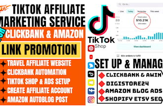 start promote tiktok shop affiliate link clickbank amazon affiliate marketing