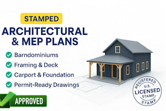 draft and stamp architectural foundation carport plans with mep and fire