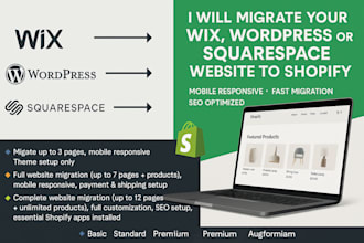 migrate wix wordpress squarespace to shopify store mobile responsive website