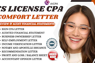 do US CPA comfort letter, CPA verification letter, business ownership CPA letter