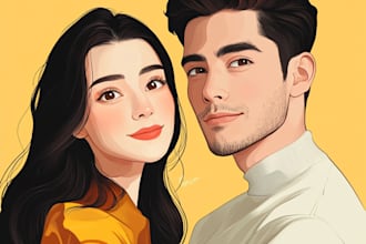 draw couple portrait illustration from photo