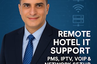 remote hotel IT support  pms iptv voip wifi  server setup