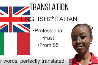 write and translate in italian and english