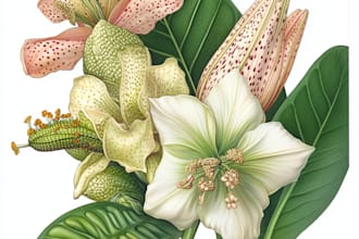 draw realistic scientific botanical illustrations of flower