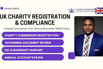 register UK charity with charity commission and file annual accounts, uk grants