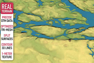 design 3d terrain model,real  topography with orthophoto,landscape, dem countor