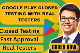 test your android app with 12 to 20 real users via google play closed testing
