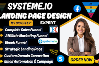 build systeme io landing page, systeme io sales funnel and systeme io website