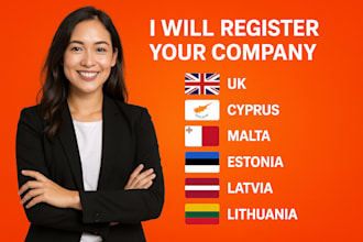 register your company and vat in UK, cyprus, malta, estonia, latvia,  poland