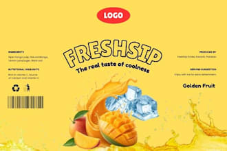 design professional juice bottle or can labels