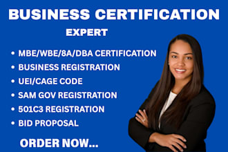 help you with mbe certificate wbe wosb 8a sdvosb mwbe hubzone uei cage code
