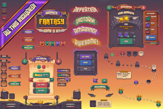 create high quality 2d game design assets, icons and ui