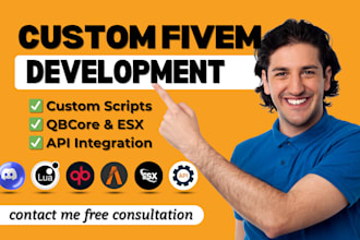 be your expert fivem developer for qbcore server, custom scripts, bug fix an mlo