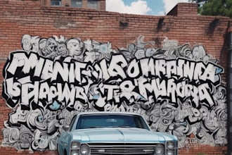 draw any graffiti mural wall art or banner