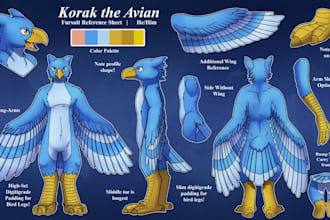 draw furry reference sheet, fursona oc nsfw or fursuit anthro character design