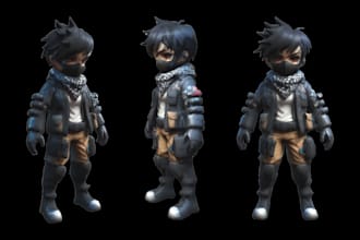 model stylized 3d cartoon anime characters, 3d anime creatures rigging for game