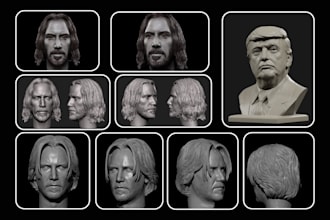 realistic 3d head model in zbrush face sculpt bust modeling stl file 3d printing