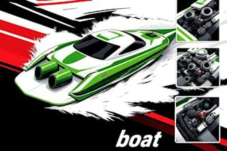 draw your boat into vector illustration