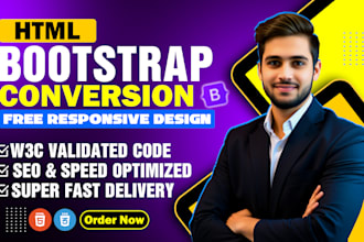 convert figma to html, psd to html, xd to html responsive bootstrap 5