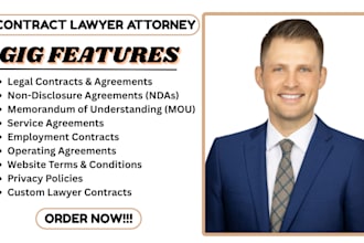 be your lawyer for contracts, legal agreements, ndas, mous, terms and conditions
