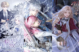 draw webtoon cover art manhwa light novel  anime manga comic webnovel book art
