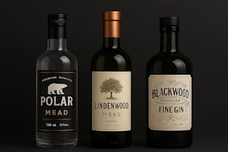 do create vodka, wine, gin, rum or liquor bottle label design for your brand