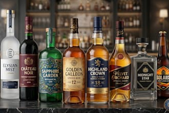 design premium vodka, wine, gin, rum, and liquor bottle labels