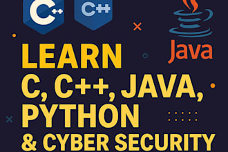 teach c,cpp,java,python, and cybersecurity with live guides