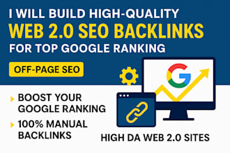 build high quality web 2 0 SEO backlinks for top google ranking