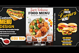 design globally accepted food menu, qr code restaurant drink spas café bars logo