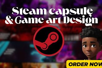 create steam capsule art, game art, poster, banner, art marketing steam art work