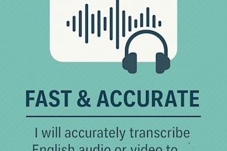 transcribe english audio or video to text in 24 hours