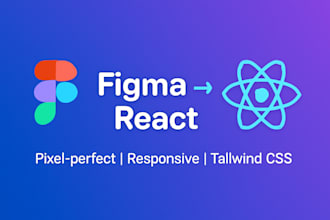 convert your figma design into a responsive react landing page with tailwind CSS