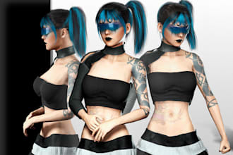 model custom stylized 3d game character, low poly optimization, clean topology
