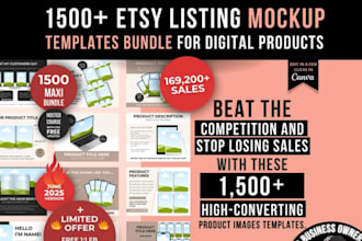 design etsy digital planner hyperlinked product and shop setup and mockup design