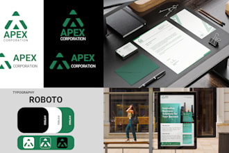 design brand identity, branding kit and brand guidelines with logo design