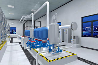 do 3d industrial boiler room, hvac, mep, boiler, chiller, water plant design