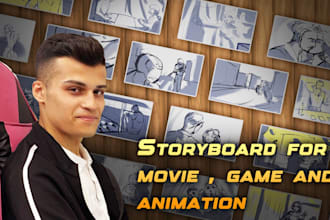 storyboard 5 frames for your animation, movies, games, etc