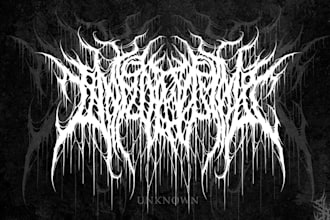 create a death metal, black, slamming, brutal death metal band logo