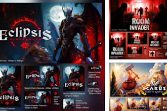 design a steam capsule artist, game promotion, marketing banner, game banner