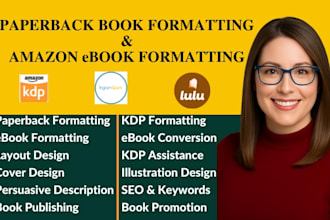 do book formatting, book layout design, kindle ebook format