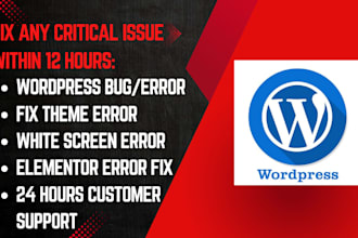 urgent fix your critical wordpress issues, errors and bugs