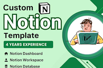 design notion dashboard, notion databases, notion pages with notion workspace
