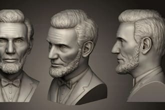 sculpt 3d model 3d head bust, face or convert image to stl for 3d printing