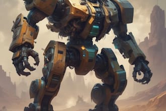 draw full details mecha character art