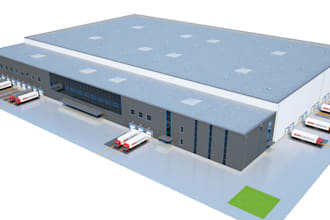 do 3d cgi logistic centre, distribution centre, and industrial warehouse design