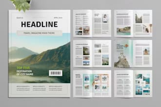 design magazine layout interior cover pages, design newsletter product catalogue