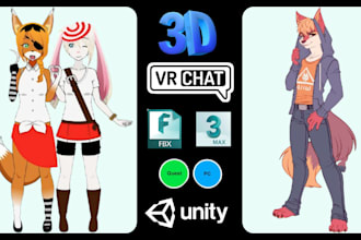 custom vrchat avatar furry 3d character vtuber game art nsfw character models