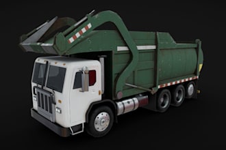 model a lowpoly garbage truck, container, food truck, aircraft, bike,3d body kit